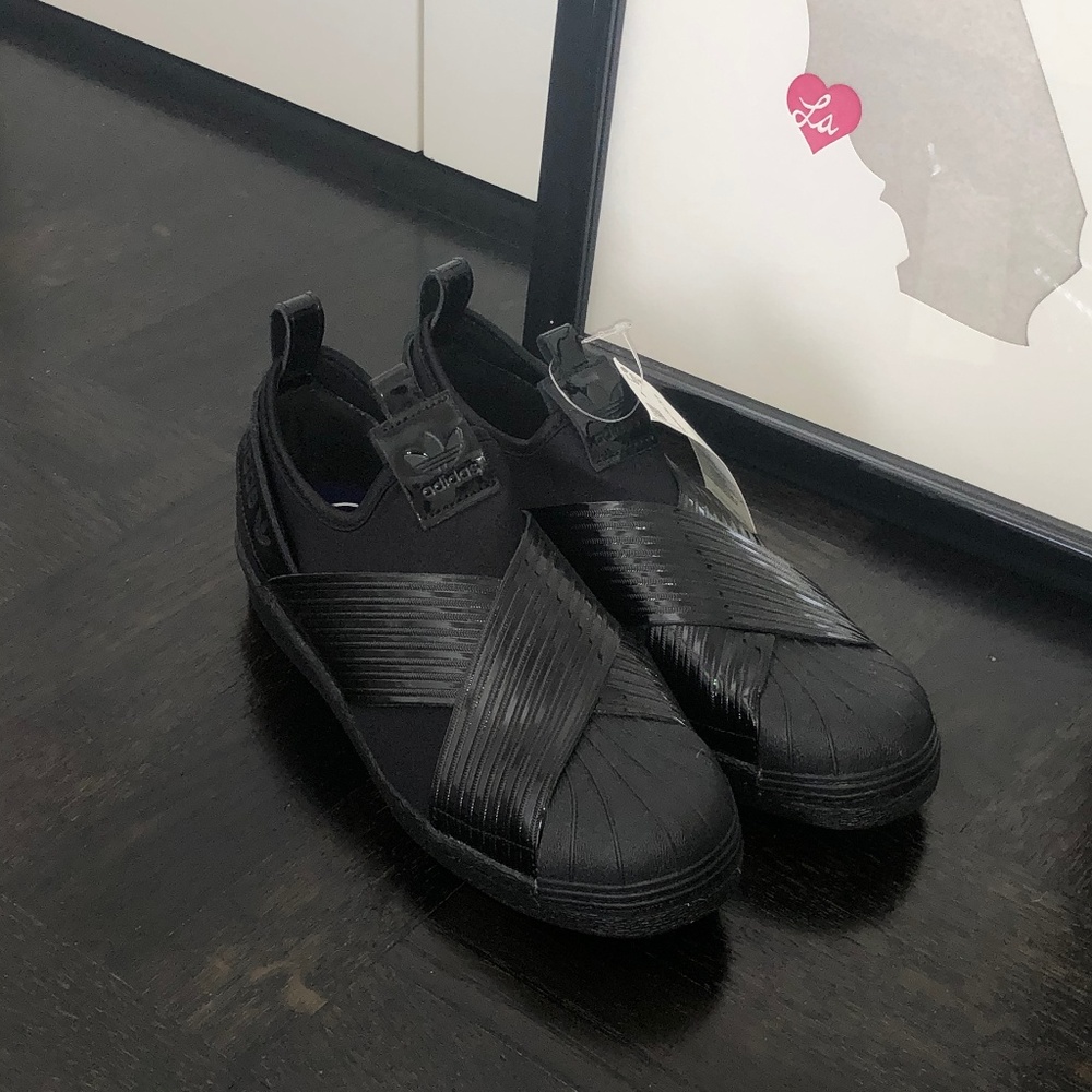 Adidas Superstar Slip Ons Jet Black